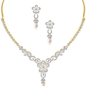 Juego de Collar de Diamantes de Oro Amarillo de 14 Quilates de Calidad de Exportación para Bodas a un Precio Accesible para Exportación desde India - Product Image 1