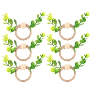Porte-serviette rond en jute avec feuille verte pour décor de table rustique événements de mariage fêtes hôtel salle à manger accent naturel - Product Image 1