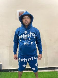 Conjunto de sudaderas con capucha y pantalones cortos unisex personalizados Conjunto de dos piezas de gran tamaño en blanco Conjunto de pantalones cortos y camisetas para hombres - Product Image 3