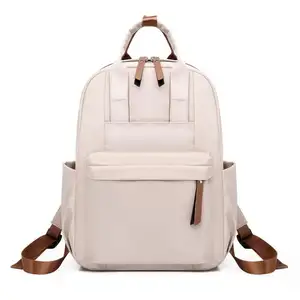 Lady's Backpack Girl Women White Backpack Black Bronze Gold Quality Pu Leather Zipper Medium Size Nylon Backpack