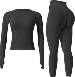 Conjunto Deportivo de 2 Piezas para Mujer, Leggings y Sujetador Deportivo Transpirables, Hechos en Fábrica, Leggings de Yoga por Encima de la Rodilla, Sin Costuras - Product Image 3