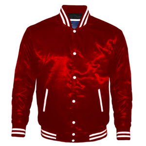 Chaqueta Universitaria de Estilo Urbano, Personalizada OEM, Color Otoñal, Moda de los 80, Cuello Alto de Satén, Puños Elásticos Acanalados - Product Image 1