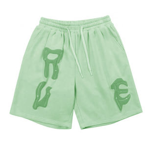 High Quality Men 3D Puff Printing Sun Dye Fade Sweat Cotton <b>Shorts</b> Raw Edge Puff Printing Men's Acid Wash <b>Shorts</b> for Men - Product Image 1