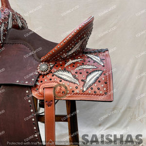 Conjunto de Silla de Montar Western de Cuero con Diseño Premium de Carreras de Barriles, Madera/Plástico |   Juego de Herrajes de Acero Inoxidable Hechos a Mano para Caballos - Product Image 5