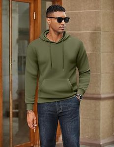 Sweats à capuche décontractés d'hiver pour hommes couleur unie 100% coton coupe régulière séchage rapide écologique respirant vêtements de mode - Product Image 5