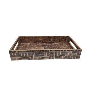 Bandeja de madera de diseño impreso para servir en forma de rectángulo para el hogar y los hoteles Bandejas de mesa para servir alimentos hechas a mano - Product Image 3