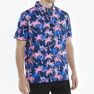 Chemises pour hommes en jersey 100% coton biologique Mode Nouvelles chemises de golf à manches courtes à fermeture éclair classique décontractées à séchage rapide en solde - Product Image 3