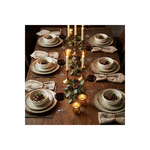 Valencia 3-Piece Porcelain Serving Set Modern Design with <b>Large</b> Serving <b>Plate</b> Breakfast <b>Plate</b> Dishwasher Safe Bowl - Product Image 5