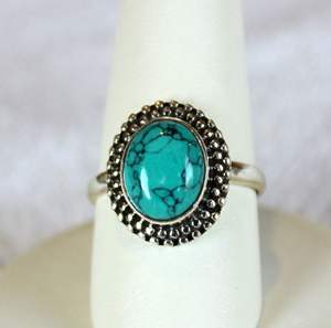 Anillo de Turquesa de Primera Calidad Rudra Gems, Joyería de Moda para Mujer, Regalo Personalizado para Fiestas, Plata 925 con Engaste de Bisel, Tercera Categoría - Product Image 3