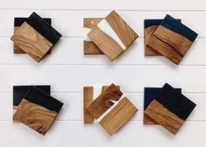 Posavasos de Madera y Resina Hechos a Mano de Estilo Clásico, Elegantes Tapetes y Almohadillas Únicos para Mesa de Oficina en Casa, Vajilla Decorativa - Product Image 2
