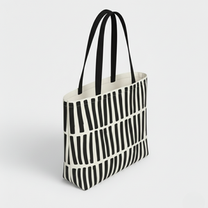 Striped Minimalist Canvas Tote Recyclable Reusable Eco-Friendly <b>Medium</b> Size Tote <b>Bag</b> Cotton Customizable for Daily Use <b>Gifts</b> - Product Image 3