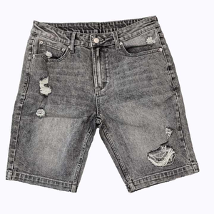 Manufacture Stitchmode Custom Plus-size Denim Shorts for <b>Men</b> <b>Ripped</b> <b>Grey</b> <b>Men's</b> <b>Jean</b> Shorts Customization - Product Image 1