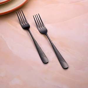 <b>Black</b> Flame Eco-Friendly Stainless Steel <b>Dinner</b> Forks <b>Set</b> of 2 Sustainable and Wood-Metal Material for Back to School - Product Image 6