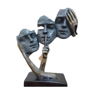 Sculpture décorative en métal en forme de visage avec finition en laiton antique, pour la maison, le bureau, la table, la rénovation, cadeau de mariage