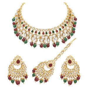 Ensemble de colliers ras du cou Kundan de mariage impérial - Product Image 3