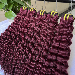Việt nam mở rộng tóc xoăn bó tóc dệt 99j Burgundy sâu xoăn bó tóc con người - Product Image 4