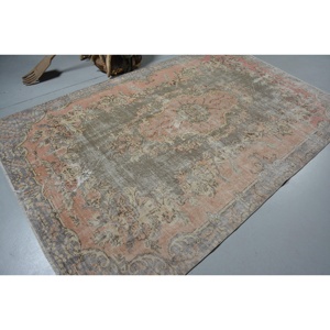 พรมวินเทจขนาดใหญ่ 6x9.3 ฟุต พรมตุรกี พรมขนสัตว์สีเทา - Product Image 2