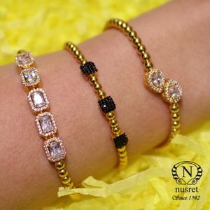 925 Sterling Silver <b>Bracelet</b> with Black Stones <b>Ball</b> Shape for Gift - Product Image 3
