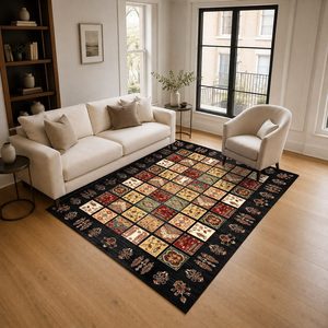 Tapis de salon en chenille antidérapant, imprimé numériquement, lavable en machine, design minimaliste rouge bordeaux, vente en gros RUGS DEPOT LXDP-0700 - Product Image 2