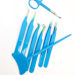 Pinzas de extensión de pestañas con recubrimiento de polvo rosa claro de 90 grados de alta calidad, lado trasero, diseño de corazón, Punta dorada, instrumentos de belleza - Product Image 6