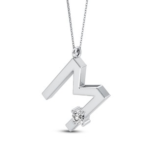 Colgante Personalizado con Inicial de Mayúscula, con Diamante Cultivado en Laboratorio VVS VS EF, Plata de Ley 925 con Acabado en Oro, Joyería Fina Personalizada - Product Image 1