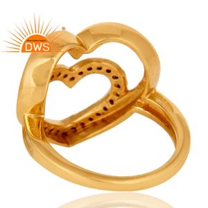 Party Wear Pave Anillo de diamantes Proveedor de joyas Diseño de corazón Plata 925 Anillo chapado en oro de 18 quilates Mayorista de joyas - Product Image 3