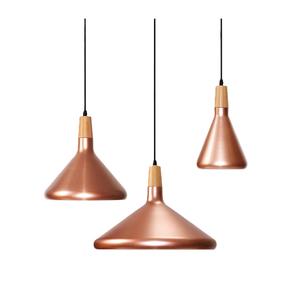 Lampe suspendue en bois moderne en forme de cône avec douille en laiton Lampe suspendue minimaliste Couleur de forme de taille personnalisée - Product Image 2