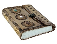 Carnet de notes en cuir véritable de taille A5 pour le voyage avec pages de croquis vierges non doublées loquet en pierre