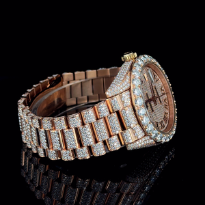 Reloj de Lujo para Hombre con Correa de Acero Inoxidable de Dos Tonos, Personalizado con Diamantes Engastados, Esfera Verde, Diamante Moissanita, Estilo Hip Hop, Unisex - Product Image 2