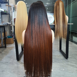 100% pelucas de cabello humano recto de hueso vietnamita crudo largo doble dibujado estilo de onda profunda transparente Ombre marrón proveedor directo - Product Image 5