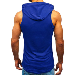 Wholesale Custom Solid Gym <b>Hoodies</b> Men Hot Sale Two Tone <b>Sleeveless</b> Zipper Pullover OEM Winter Season Quick Dry Plain Dyed - Product Image 6