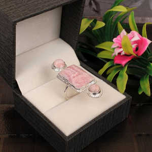 Anillo de plata esterlina 92,5 al por mayor con piedras preciosas de Rodocrosita - Product Image 1