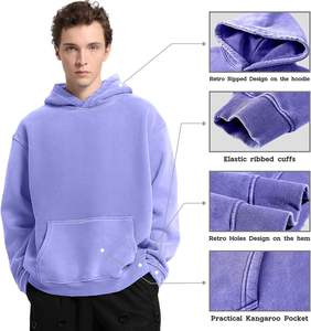 Suéter personalizado Tie-Dye para hombre, Sudadera con capucha de lana de algodón de gran tamaño, ropa de calle de invierno, técnica teñida Lisa a la moda - Product Image 6