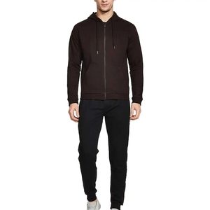 Men's Full <b>Zip</b> <b>Hooded</b> Sweatshirt Solid Color Cotton Casual Tracksuit With Side Pockets Autumn Wear Regular Fit - Product Image 1