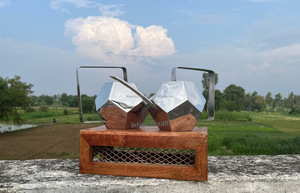 Arrosoir hexagonal en acier massif argenté brillant de luxe, capacité de 1,3 L, pliable, écologique, durable, personnalisable, pour intérieur - Product Image 2