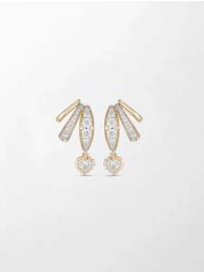 Sweetheart Bezel Drop Lab Grown Diamond <b>Earrings</b> 1.68 Ct GH Color VS Clarity 40 Stones 14K Yellow <b>Gold</b> Romantic <b>Dangle</b> Shine - Product Image 1