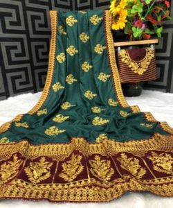 Haga una declaración de moda con nuestros saris de trabajo de secuencia de hilo de Georgette de diseñador con blusa sin costuras con bordado - Product Image 4