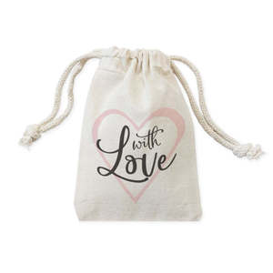 with <b>Love</b> Wedding Favor Cotton Bags 6-Pack - Product Image 1