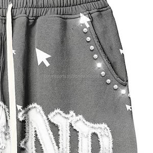 Pantalones de chándal holgados para correr de talla grande de diseñador personalizado 100%, pantalones informales de pierna recta y pierna ancha para correr, pantalones lavados para hombre - Product Image 3