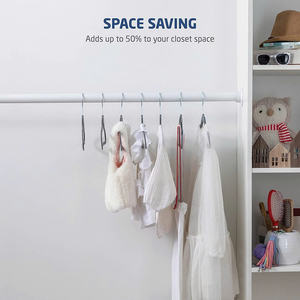 Velvet Slim Children Clothes <b>Hangers</b> with 360 Degree Swivel Hook Non Slip Plastic Single Tier for Wardrobe Storage - Product Image 2
