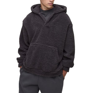 Wholesale High Quality Fur <b>Sherpa</b> <b>Fleece</b> Winter Hoodie Custom Streetwear Fluffy 100% Cotton for <b>Men</b> - Product Image 4