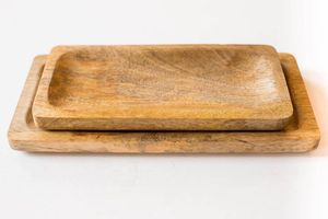 Plateau de service décoratif élégant en forme d'étoile en bois de manguier fait à la main, matériau écologique multifonction personnalisé pour hôtel - Product Image 3