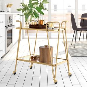 Metal Rectangular Shaped Wine bar Cart for Home Catering Hotel Restaurant Kitchen Food <b>Serving</b> <b>Trolley</b> Wine & Glasses Holders - Product Image 5