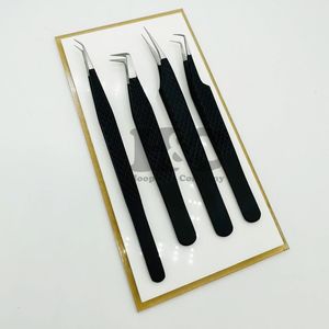 Pinzas nuevas, pinzas negras, logotipo privado, pinzas de extensión de pestañas negras de acero inoxidable, embalaje sostenible, visón de acero inoxidable - Product Image 1