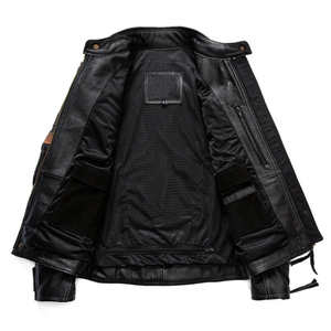 Beautiful Design Pure <b>Leather</b> <b>Long</b> Thin Men's Winter <b>Jacket</b> with Front Logo Waterproof Breathable Windproof - Product Image 4