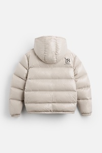 Chaqueta Acolchada Gris Perla con Logotipo Personalizado, Corte Regular, Cuello Alto, Bolsillos con Cremallera, Ropa de Abrigo de Invierno, Chaquetas de Plumón para Hombre - Product Image 6