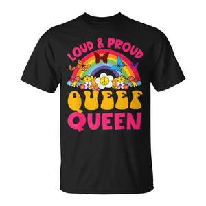 T-Shirt 'Loud & Proud Queef Queen' con Humor Adulti Audace per Promozioni - Product Image 1