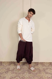 Pantalones bombachos holgados de cintura alta de talla libre para hombre, ropa de calle Bohemia clásica ecológica inspirada en Aladdin Yoga, lona oscura de algodón bueno - Product Image 6