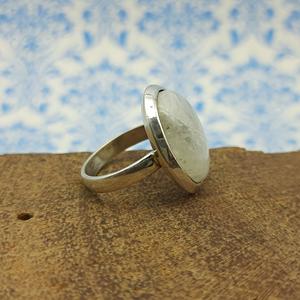 แหวนเงินโบฮีเมียนสเตอร์925ทำมือรุ้งมูนสโตนพลอยพลอยเบดการตั้งค่าฝาหินหลักสำหรับปาร์ตี้ - Product Image 3