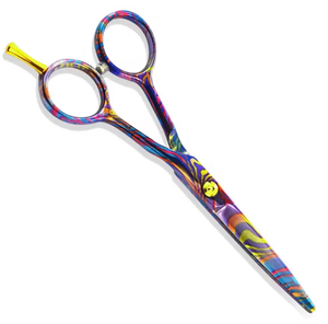 Ciseaux de coupe de cheveux professionnels en acier inoxydable Salon élégant salon de coiffure droite réglable repose-doigt papier couleur revêtement - Product Image 5